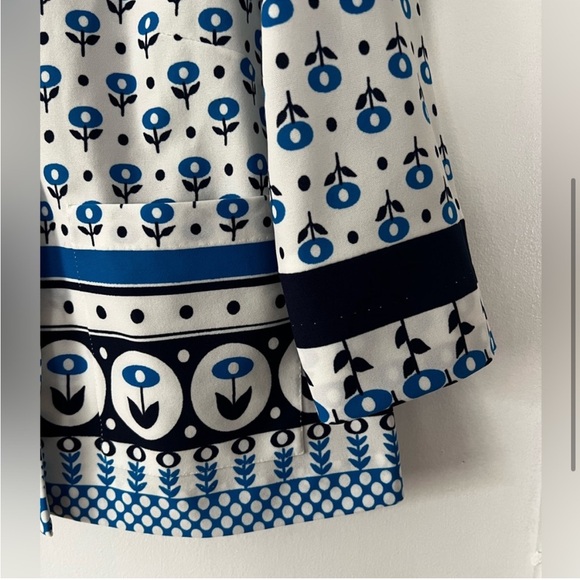 1970s True Vintage Mod Print Tulip Color Block Blazer/Blouse-EUC -Sz M 💙 🖤 - Picture 15 of 16